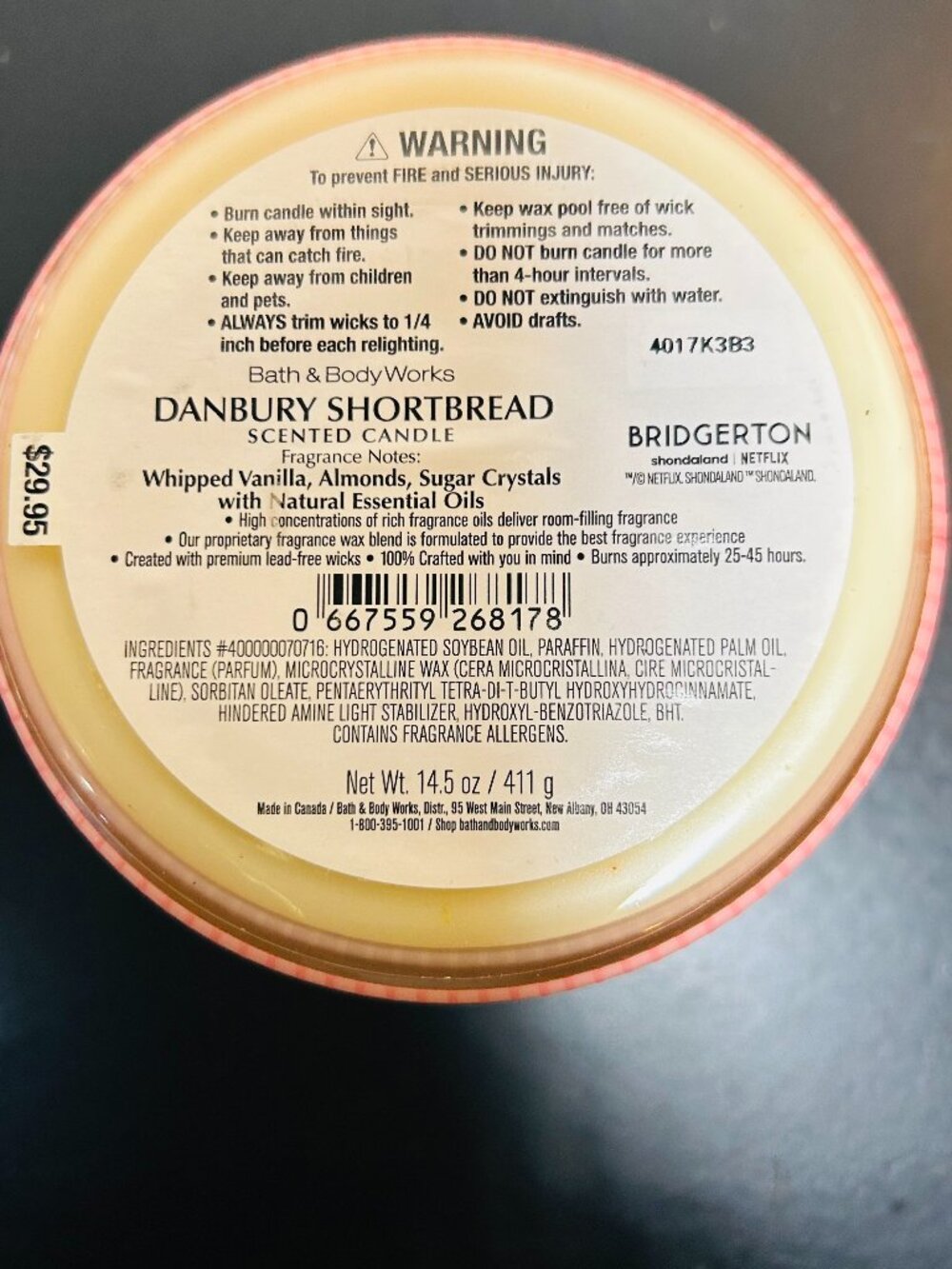 Bath & Body Works Danbury Shortbread 3-Wick Candle NEW - Picture 4 of 4